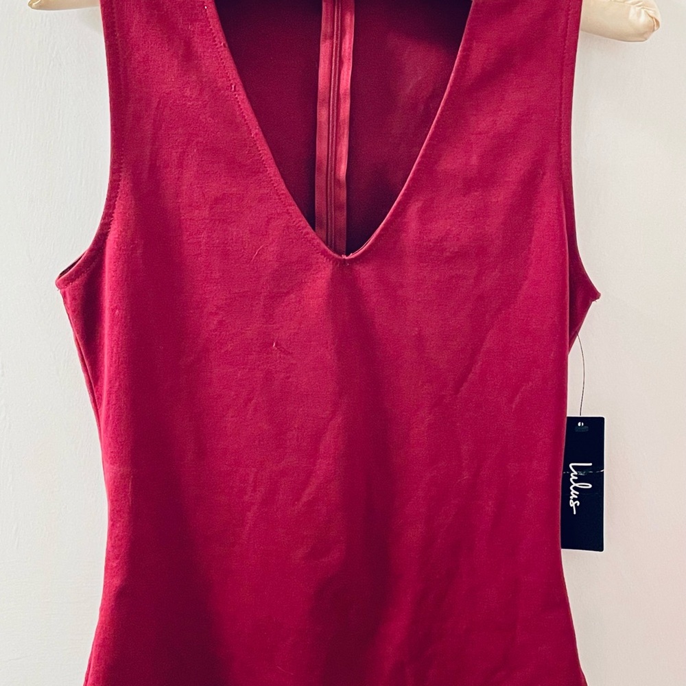 Lulu's Deep Red Sleeveless Bodysuit NWT